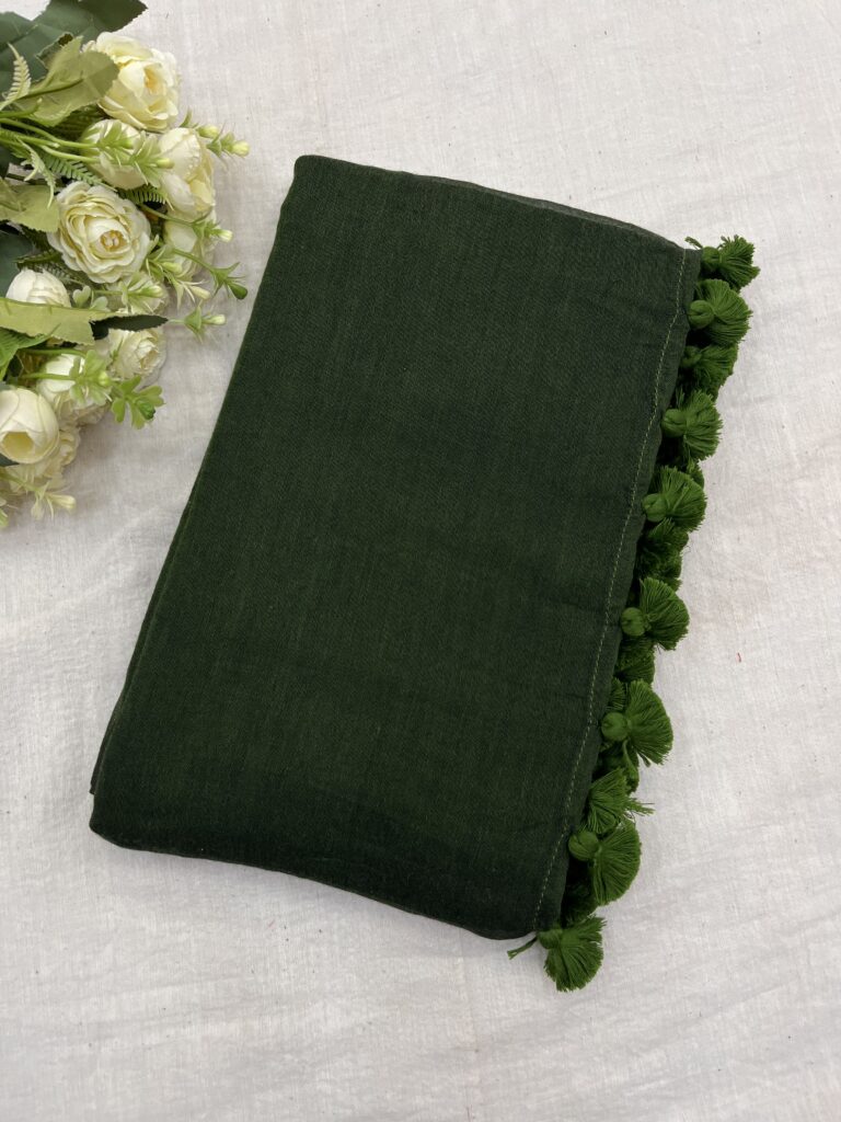 Bottle Green Mulmul Saree
