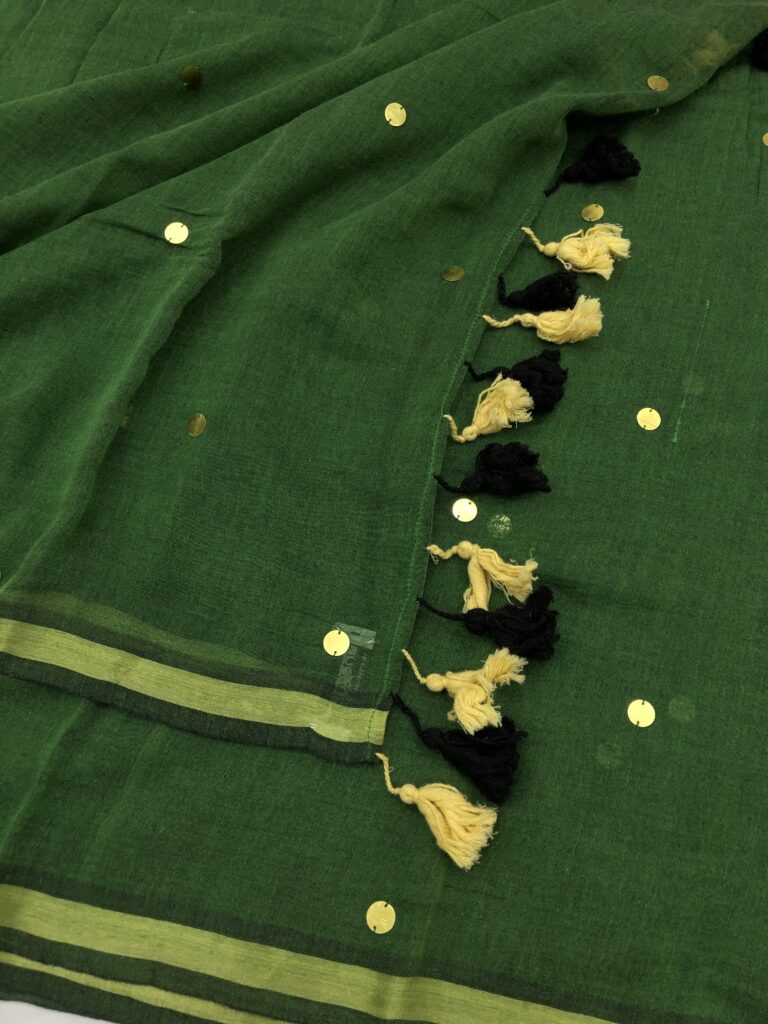 Heena Green Gold Chumki Sequins Saree