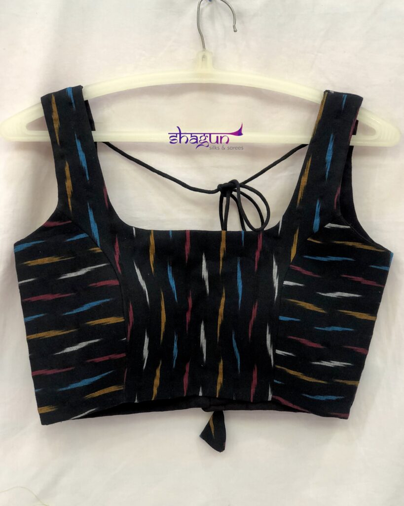 Black Multi Colour Thick Strap Ikkat Blouse