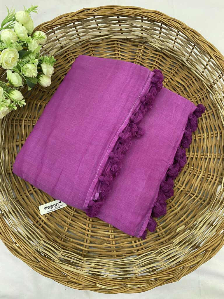 Lilac Mulmul Saree