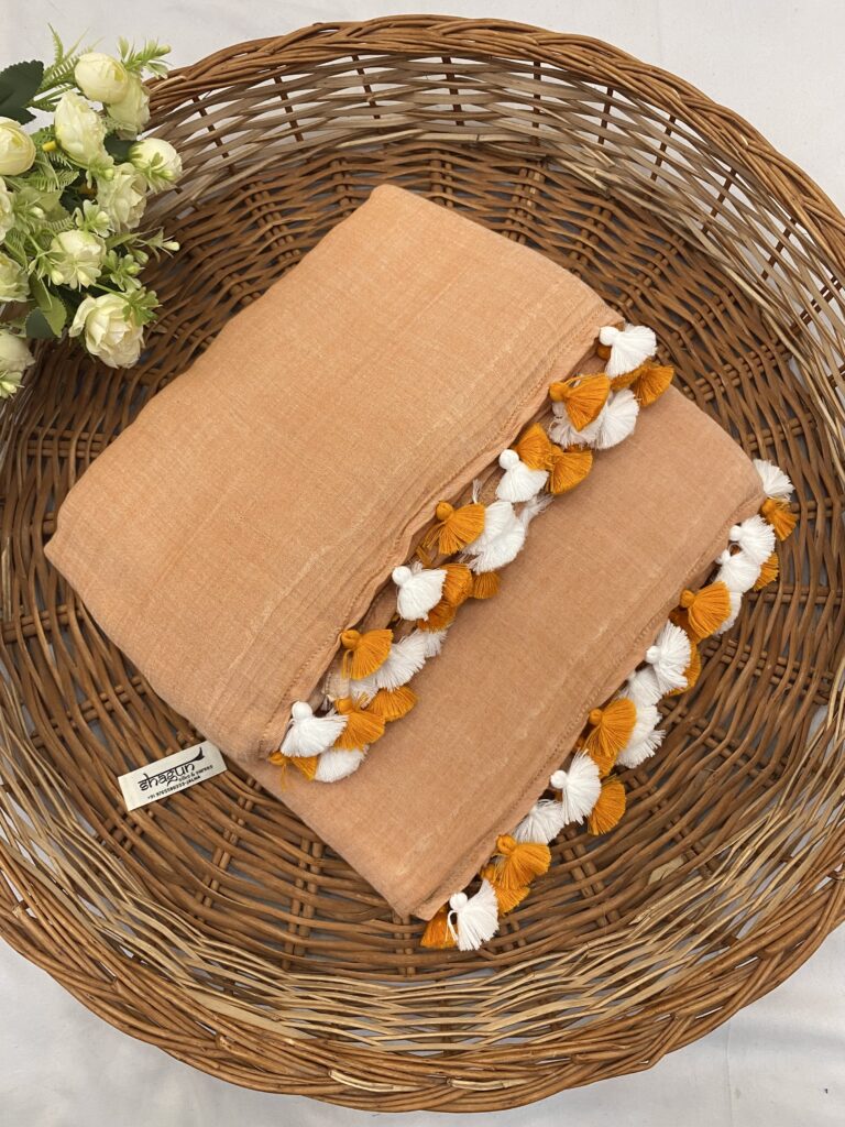 Peachy Foam Mulmul Saree