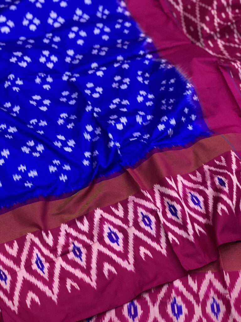 Ink Blue Pink 002 Pochampally Silk Saree