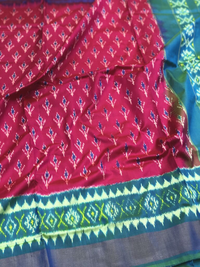 Pink - Mint Green 014 Pochampally Silk Saree