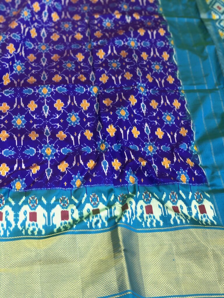 Ink Blue Aqua 031 Pochampally Silk Saree
