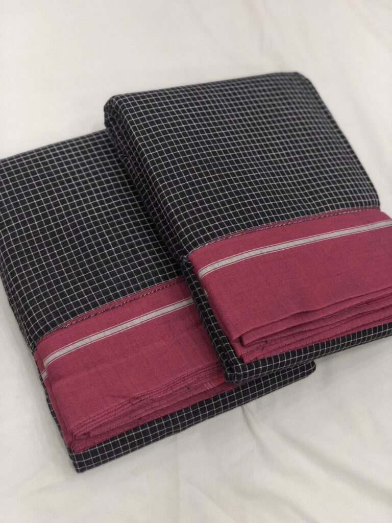 Black Dusty Pink Patteda Anchu Saree