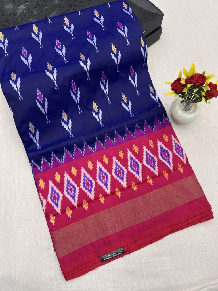 Navy Blue Pochampally Silk Saree 24