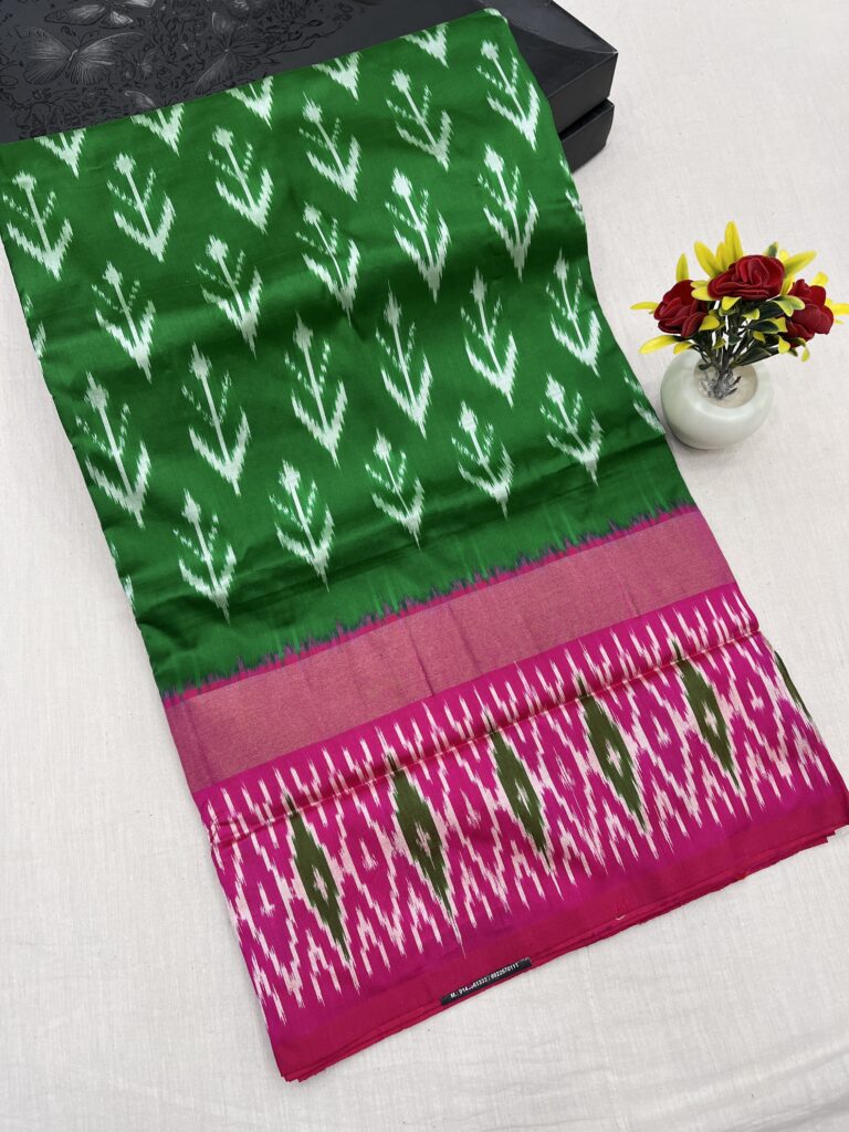 Bottle Green Pochampally Silk Saree 20