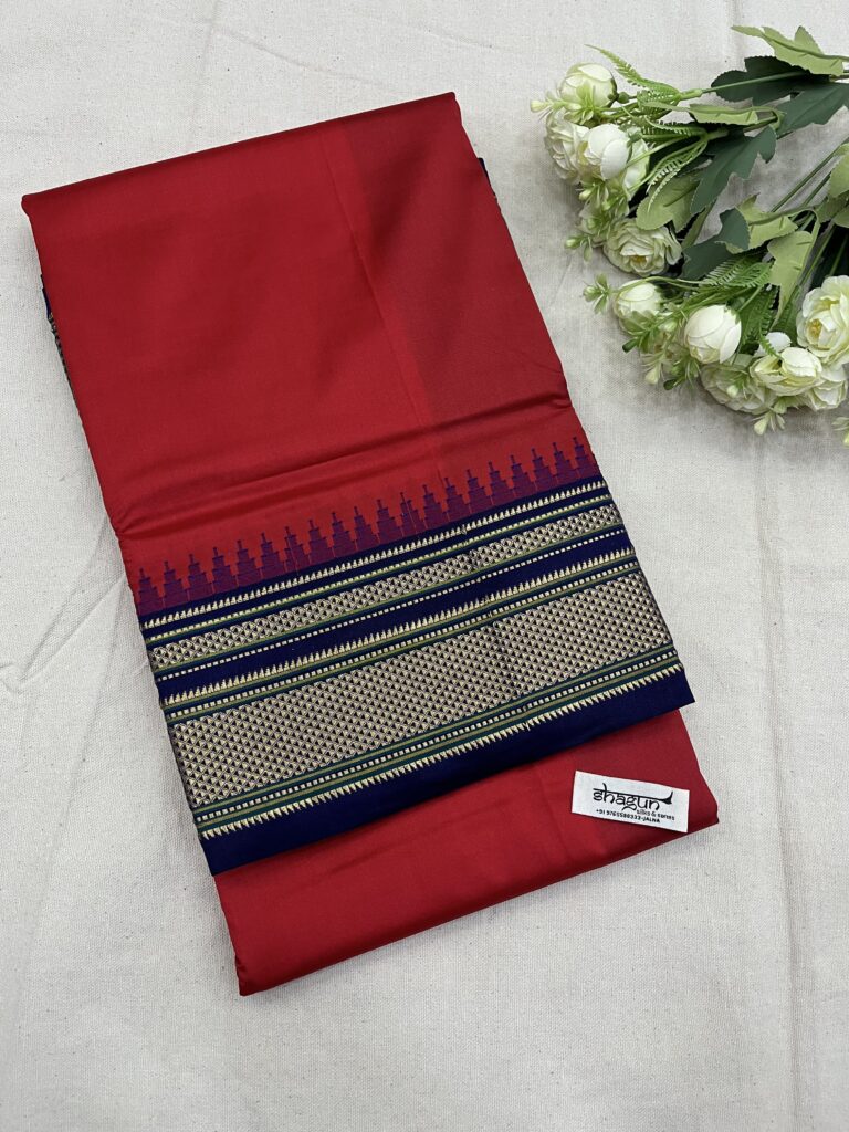 Red Blue Ilkal Silk Saree
