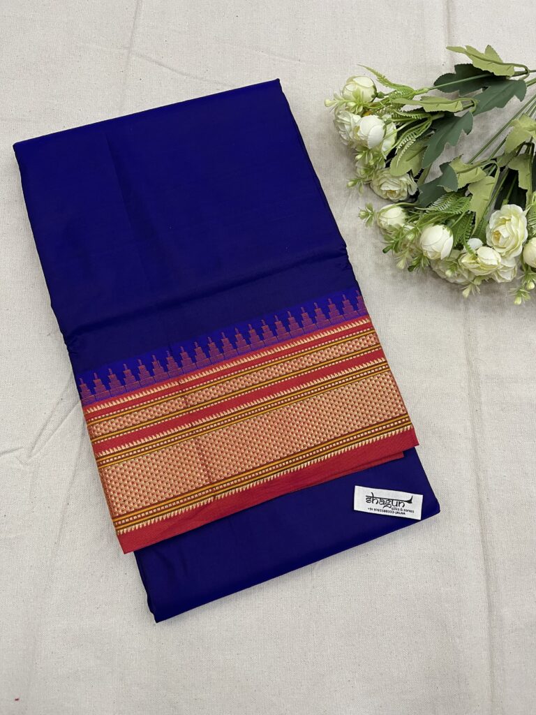 Blue Peach Ilkal Silk Saree