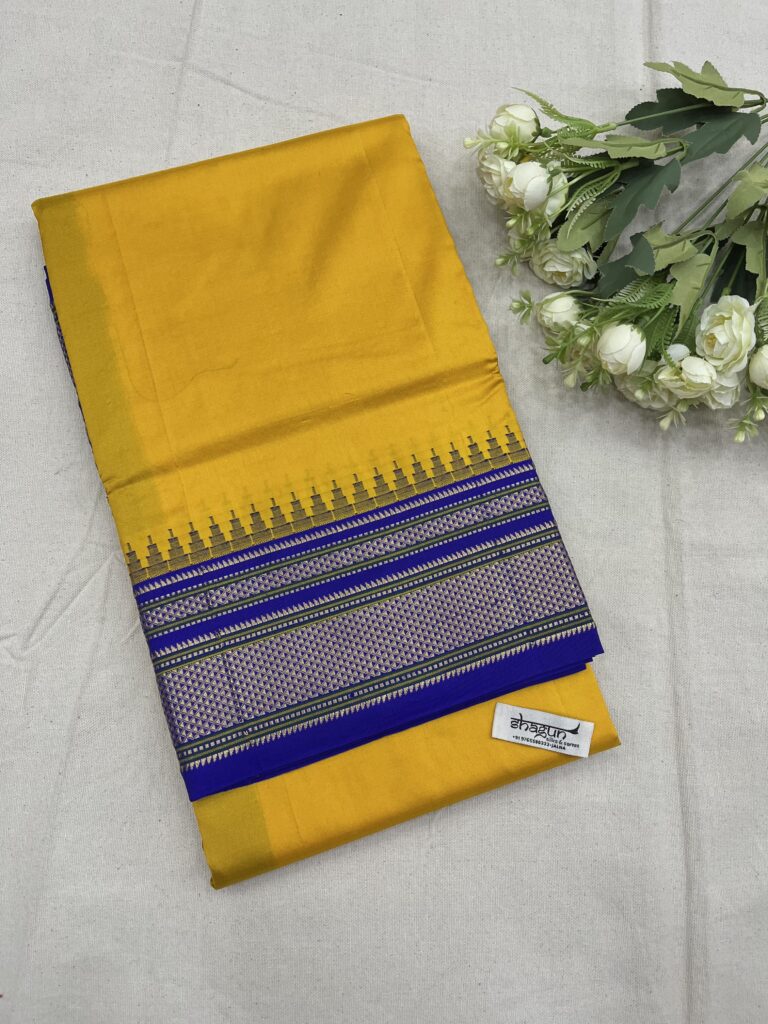 Yellow Mustard Blue Ilkal Silk Saree