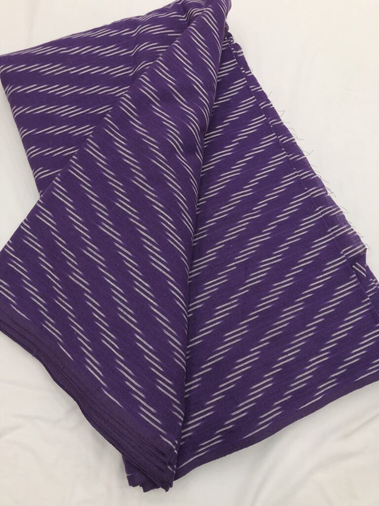 Purple White Handloom Ikkat Fabric