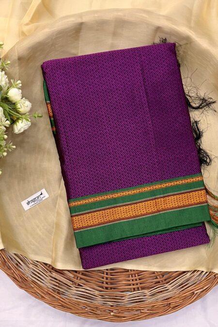 Bindi Zari Buttas Plum Purple Mysore Silk Saree – Sundari Silks