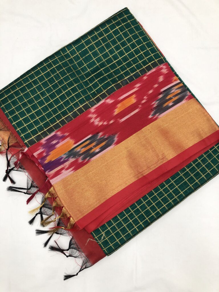 Dark Green By Red Golden Checks