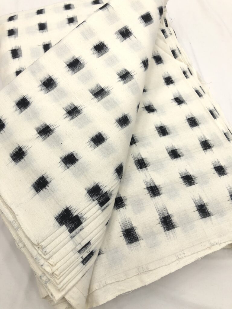 Black & White Double Ikkat Weave Handloom Fabric