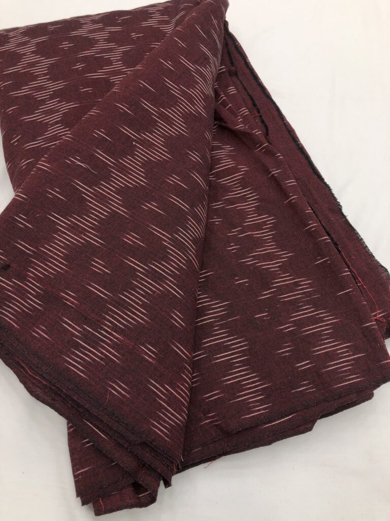 Garnet White Handloom Ikkat Fabric