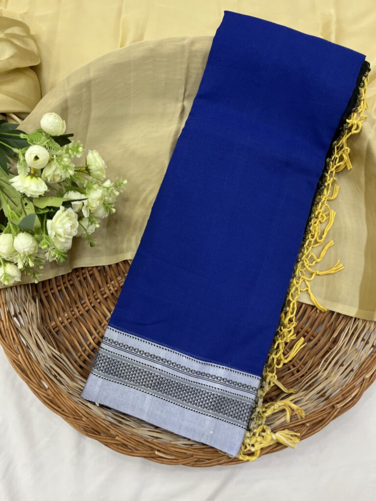 Blue Grey Ilkal Cotton Saree