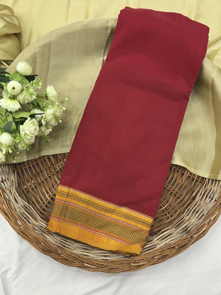 Red Yellow Ilkal Cotton Saree