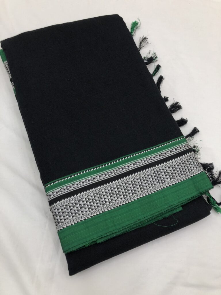 Black Green Ilkal Cotton Saree