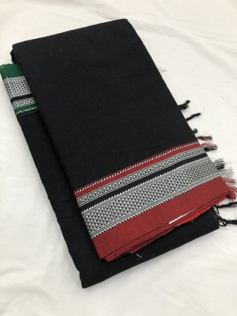 Black Ganga Jamuna Red Green Ilkal Cotton Saree