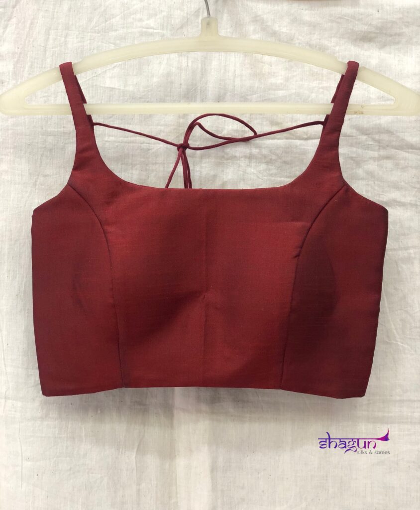 Maroon Thin Strap Basic Raw Silk Blouse
