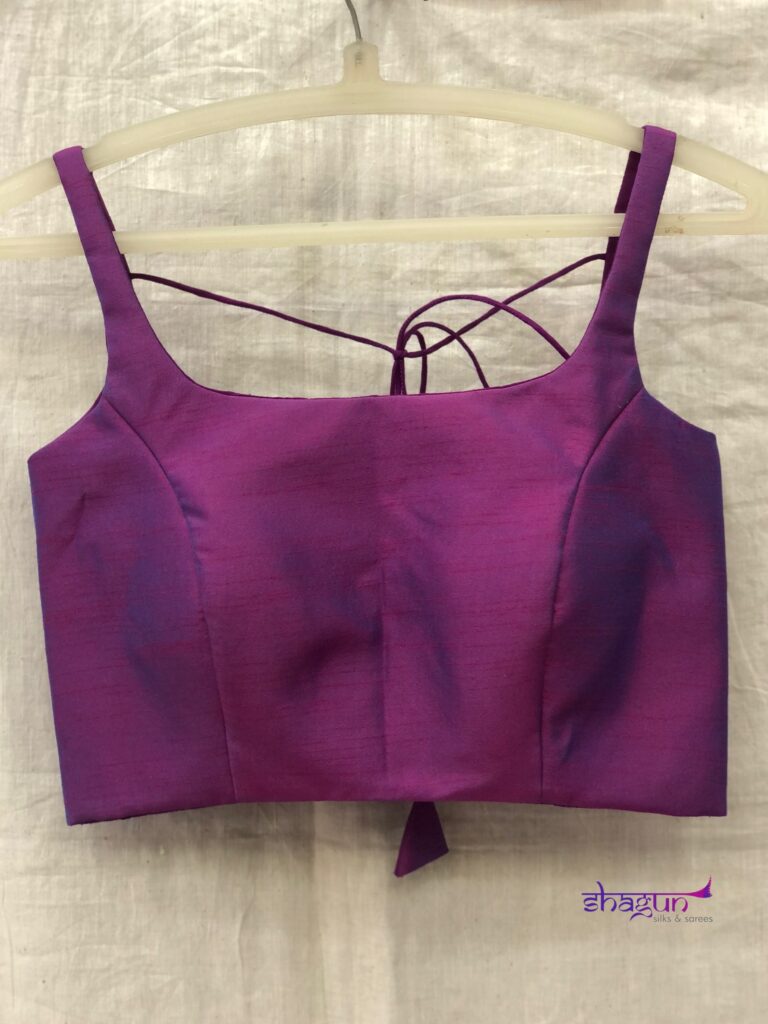 Ananda Purple Thin Strap Basic Raw Silk Blouse
