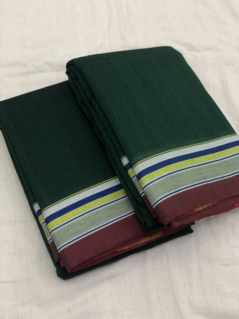 Green Plain Patteda Anchu Saree