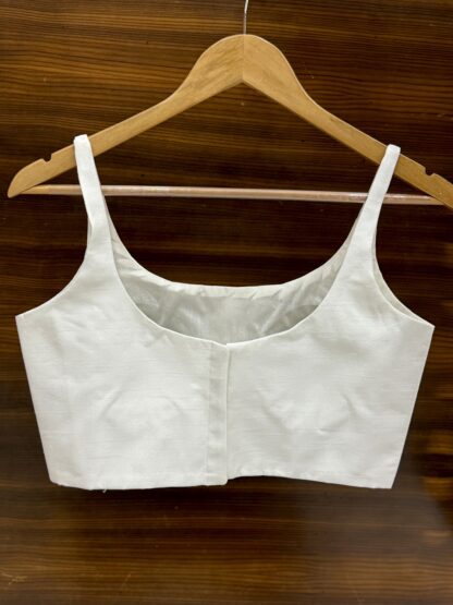 White Basic Strap Scoop Neck Blouse