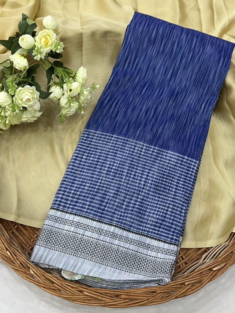 Denim Blue Stripe Ilkal Cotton Saree