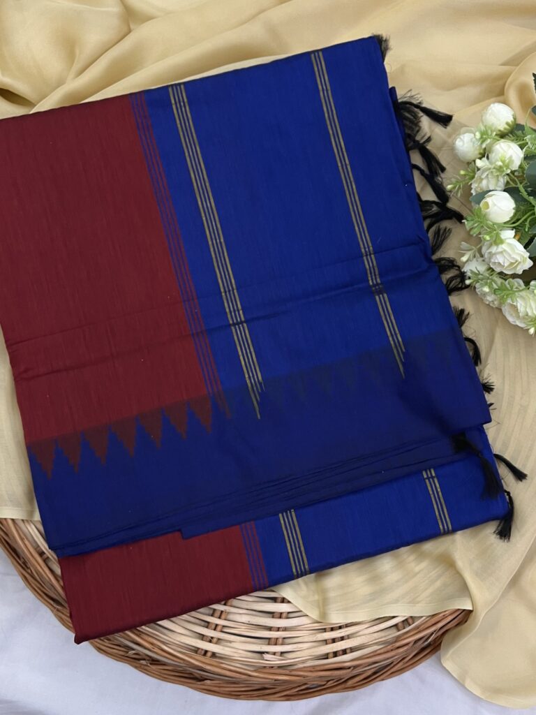 Kalyani Cotton Plain Body Stripe Pallu 014