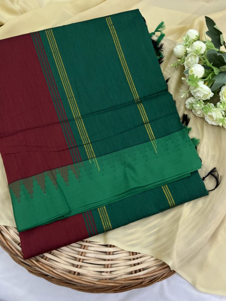 Kalyani Cotton Plain Body Stripe Pallu 009