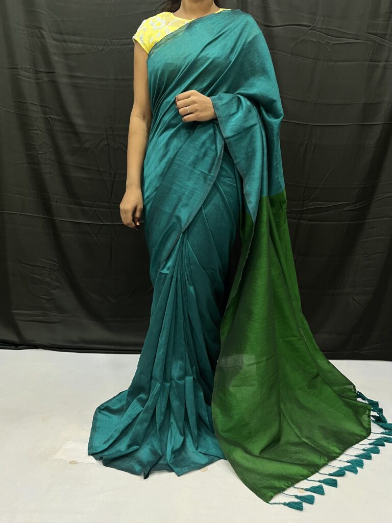 Morni Silk Cotton Acrylic Mulmul Saree