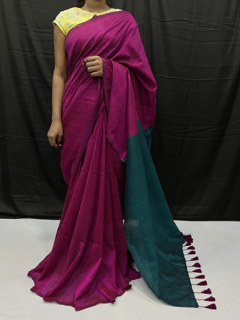 Dragon Fruit Peacock Cotton Acrylic Mulmul Saree