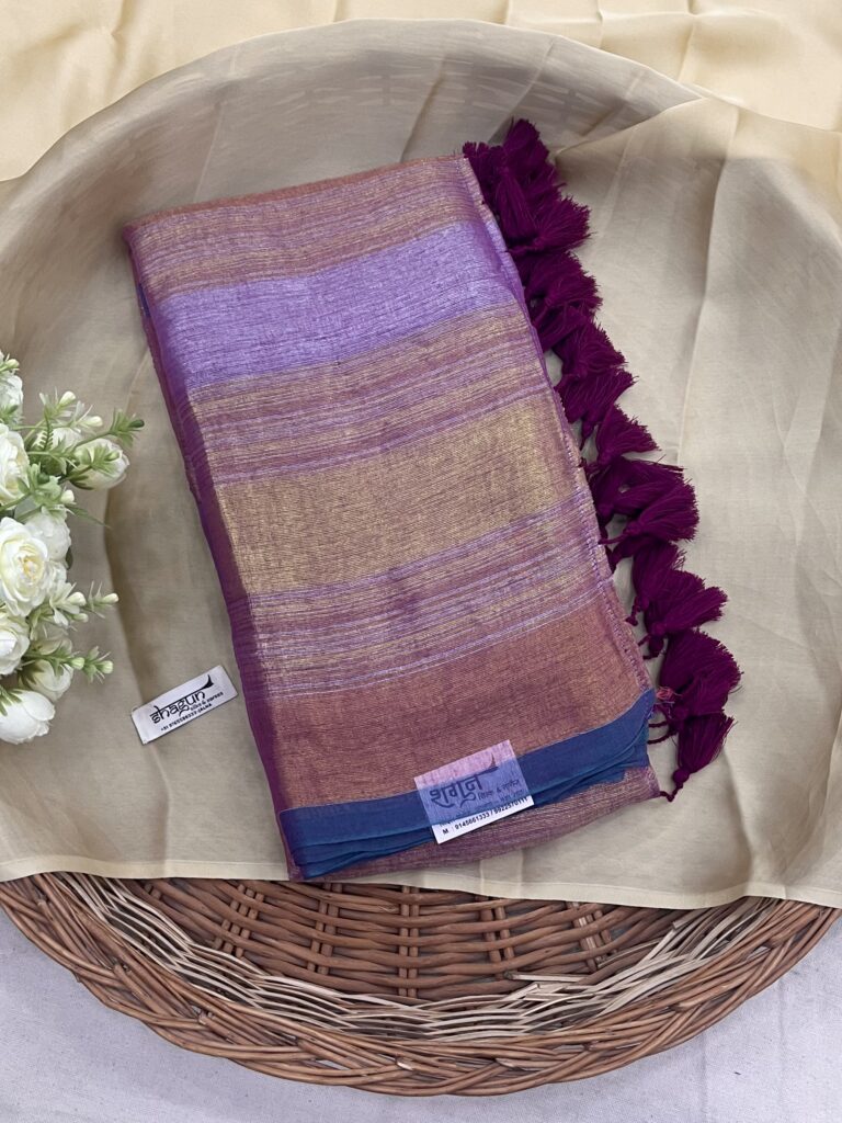 Beetroot Tissue Mulmul Saree