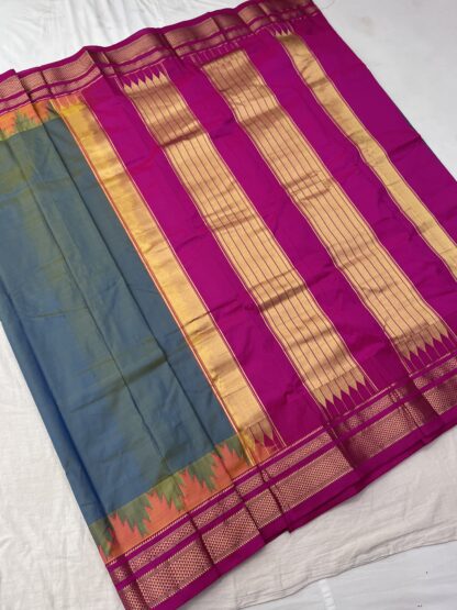 Ilkal Silk Saree with Rich Pink Pallu and Intricate Gold Zari Work – Karnataka Handloom