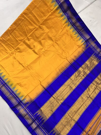 Traditional Ilkal Silk Cotton Saree with Golden Zari Work – Perfect for Festivals