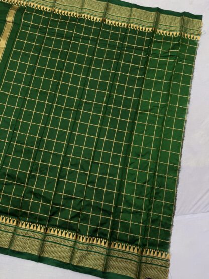 Blue Green Pure Silk Checks Ilkal Saree