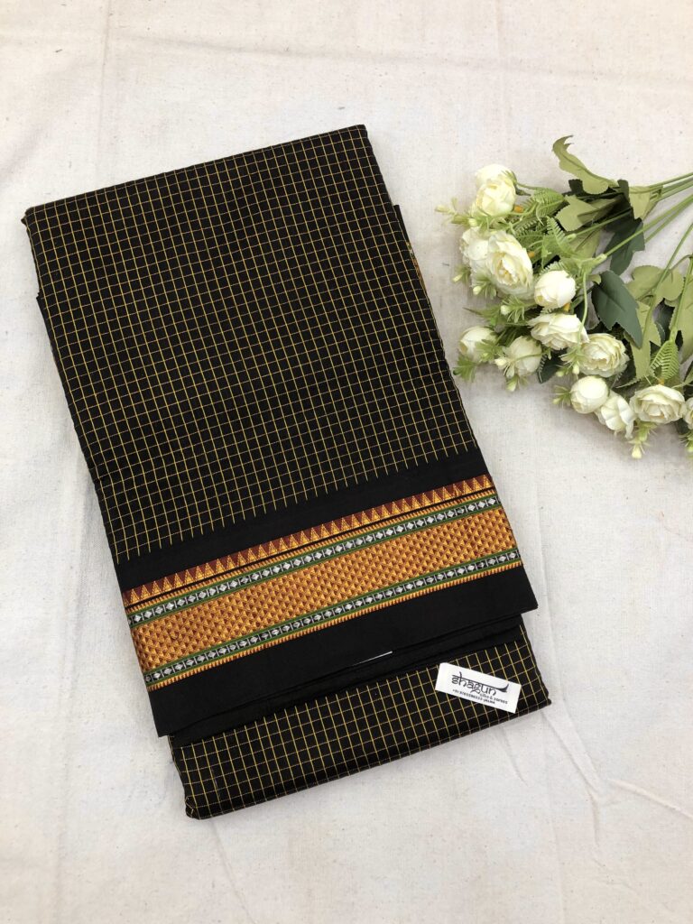 Black Garbha Resham Checks Ilkal Saree