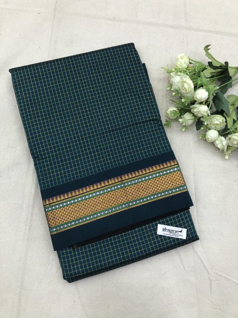 Rama Morpankh Garbha Resham Checks Ilkal Saree