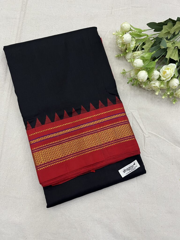 Black Red Shivshahi Ilkal Silk Saree