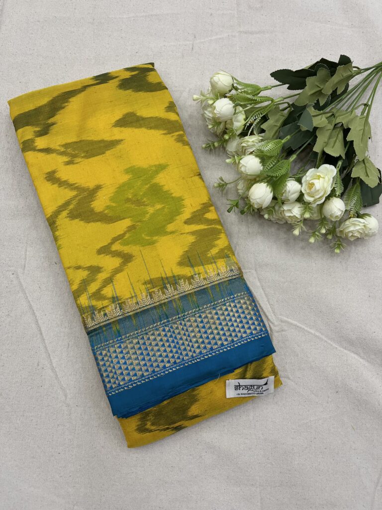 Yellow Chintamani Pochampally Ilkal Silk Saree
