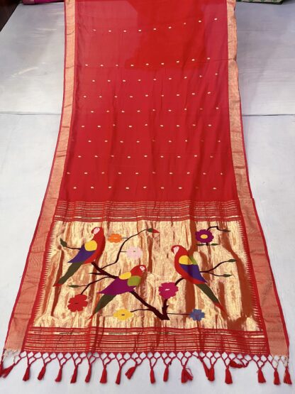 Red Cotton Paithani Popat Pallu Saree 28