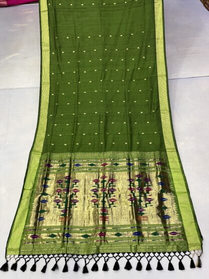 Mehendi Green Cotton Paithani 15