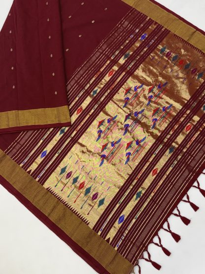 Cotton Paithani Double Pallu Saree 15