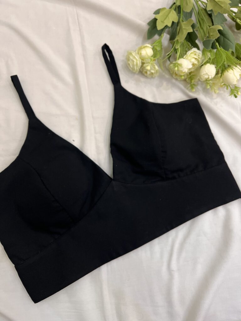 Black Padded Bralette Croptop Blouse