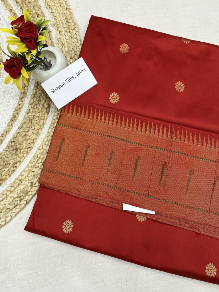 Red Muniya Paithani Pure Silk Saree