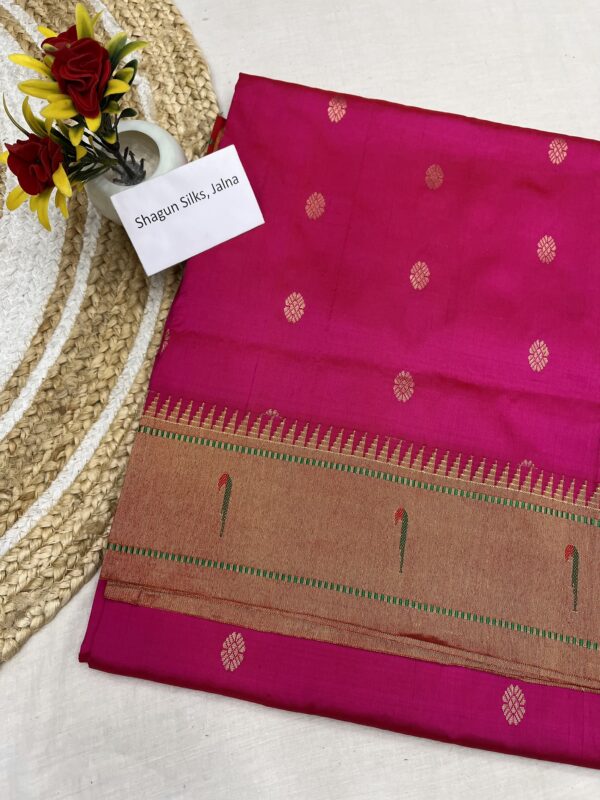 Rani Pink Muniya Paithani Pure Silk Saree