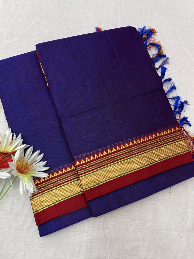 Bluish Maroon Thode Paras Ilkal Saree