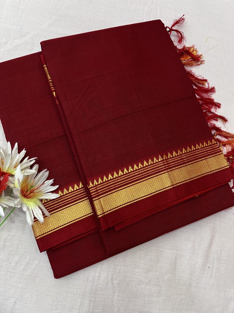 Red Maroon Thode Paras Ilkal Saree