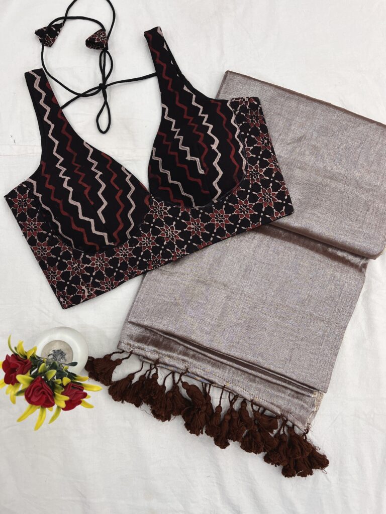Cinnamon Coffee Saree Blouse Set