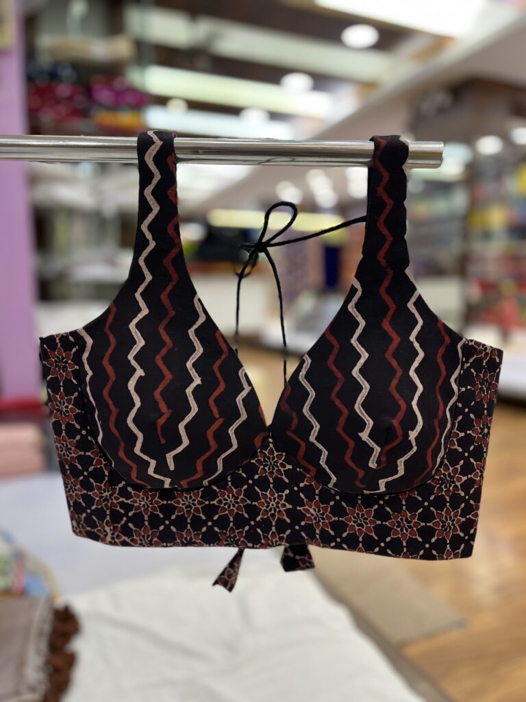 Dark Coffee W Belt Ajrakh Blouse